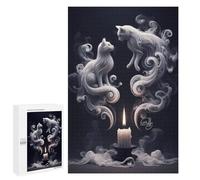 Jigsaw Puzzles for Adults 1000 PCS Whispering Cats And Candlelight Jigsaws for Adults Fun Games Perfect Decoration Challenging To Complete 1000 PCS