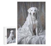 Jigsaw Puzzles for Adults 1000 PCS White Dog in Satin Draped Adult Puzzles Brain Teaser Game Presents for Women Gifts for Friends And Family 1000 PCS