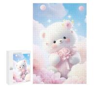 Jigsaw Puzzles for Adults 1000 PCS White Teddy Bear Adult Puzzles Brain Teaser Game Presents for Women Gifts for Friends And Family 1000 PCS