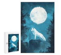 Jigsaw Puzzles for Adults 1000 PCS White Wolf Under Full Moon Jigsaws for Adults Relax Games Presents for Women Gifts for Friends And Family 1000 PCS