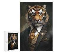 Jigsaw Puzzles for Adults 1000 PCS Wildly Dapper Tiger Suit Jigsaw Puzzles for Teenagers Improve Memory Train Your Brain And Hands Stress Reduction Gifts 1000 PCS