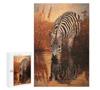 Jigsaw Puzzles for Adults 1000 PCS Zebra Drinking at Sunset Adult Puzzles Brain Teaser Game Presents for Women Gifts for Friends And Family 1000 PCS