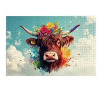 Jigsaw Puzzles for Adults 1000 Piece, 1000 Piece Highland Cow Jigsaw Puzzles for Adults, Challenging Animal Jigsaws for the Whole Family, Wooden Puzzle for Home Decor, Gifts for Women/Men, -7316