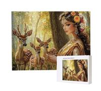 Jigsaw Puzzles for Adults 1000 Piece 75x50cm Challenging Jigsaw Puzzle Educational Game 1000 Pieces Female Deer Puzzles for Adult, DIY Craft Puzzle for Home Decoration Gifts x-668