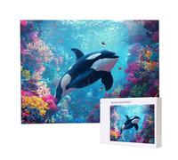 Jigsaw Puzzles for Adults 1000 Piece 75x50cm Challenging Jigsaw Puzzle Educational Game 1000 Pieces Killer Whale Puzzles for Adult, DIY Craft Puzzle for Home Decoration Gifts x-330