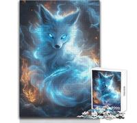 Jigsaw Puzzles for Adults 1000 Piece A Floating Fox Spirit with Glowing Blue Eyes And Magic Hands-on Game Learning Educational Gift For Birthdays Size 50x75cm