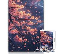 Jigsaw Puzzles for Adults 1000 Piece A Glowing Sakura Branch with Soft Pink Petals Falling Hands-on Game Learning Educational Gift For Birthdays Size 38x26cm