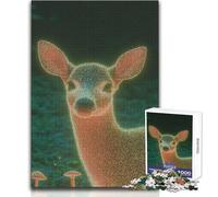 Jigsaw Puzzles for Adults 1000 Piece A Magical Deer with Glowing Antlers in An Enchanted Forest Hands-on Game Learning Educational Gift For Birthdays Size 50x75cm