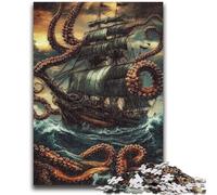 Jigsaw Puzzles for Adults 1000 Piece A Ship Entangled in Tentacles Teenager Jigsaw,Relax Games Is Ideal As A Gift for The Whole Family (50x75cm)