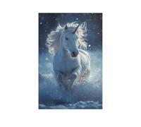 Jigsaw Puzzles for Adults 1000 Piece，A white unicorn dancing in the blue snow，Difficult Puzzle Perfect Educational Gift for Boys And Girls（38x26cm）-AK45
