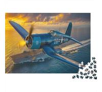 Jigsaw Puzzles for Adults 1000 Piece A WWII F4U Fighter Jigsaw Puzzle for Adults Fighter Plane Challenging And Brainteasing Educational Games Therapeutic Fun Home Decoration 1000pcs (75x50cm)