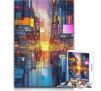 Jigsaw Puzzles for Adults 1000 Piece Abstract Cityscape Sunset Hands-on Game Learning Educational Gift For Birthdays Size 50x75cm
