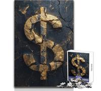 Jigsaw Puzzles for Adults 1000 Piece Abstract Gold Dollar Sign Hands-on Game Learning Educational Gift For Birthdays Size 38x52cm