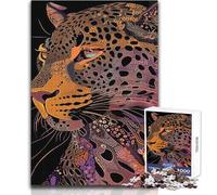 Jigsaw Puzzles for Adults 1000 Piece Abstract Leopard Portrait Hands-on Game Learning Educational Gift For Birthdays Size 38x26cm