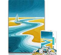 Jigsaw Puzzles for Adults 1000 Piece Abstract Sailboat 1000 Pieces for Adults,Artistic Wall Decor & Birthday Gift Idea for Friends, Home Office 26x38cm