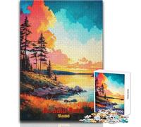 Jigsaw Puzzles for Adults 1000 Piece Acadia Park Art Poster Hands-on Game Learning Educational Gift For Birthdays Size 50x75cm