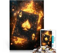 Jigsaw Puzzles for Adults 1000 Piece “Ace of Spades on Fire” Made of cardboard,for ages 14 and over Antistress Vacation at home Killing time Offered as gifts for the whole family。size:38x52cm