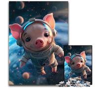 Jigsaw Puzzles for Adults 1000 Piece Adorable Piglet Astronaut Difficult Puzzles for Adults Challenging DIY Brain Teaser for Teenagers 1000 PCS(38x26cm)