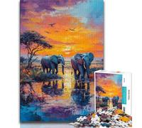 Jigsaw Puzzles for Adults 1000 Piece African Animal Elephant 1000 Pieces for Adults,Artistic Wall Decor & Birthday Gift Idea for Friends, Home Office 26x38cm