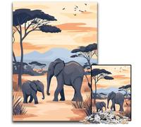 Jigsaw Puzzles for Adults 1000 Piece African Elephant Family Jigsaw Puzzles for Adults Creative Family Game & Home Decor for Teenagers 1000 PCS(75x50cm)