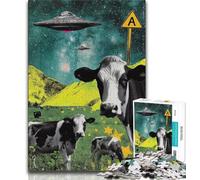 Jigsaw Puzzles for Adults 1000 Piece Alien Spaceship And Cows Jigsaw,Challenging Game Gifts for Is Ideal As A Gift for The Whole Family 38x26cm