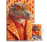 Jigsaw Puzzles for Adults 1000 Piece Alligator in Orange Style Suit Hands-on Game Learning Educational Gift For Birthdays Size 50x75cm