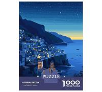 Jigsaw Puzzles for Adults 1000 Piece Amalfi Coast Night View Puzzles for Adults Relax Games Pattern Assembly Christmas Birthday Gifts 52x38cm/1000pcs
