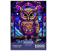Jigsaw Puzzles for Adults 1000 Piece Amazing Owl Stained Glass Adult Jigsaw Relax Games Difficult Challenge Fun Activities at Home 52x38cm/1000pcs