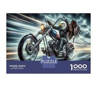 Jigsaw Puzzles for Adults 1000 Piece American Flag Eagle Motorcycle Art Print Jigsaw for Adults Family Games But Fun And Humorous Christmas Birthday Gifts 38x26cm/1000pcs