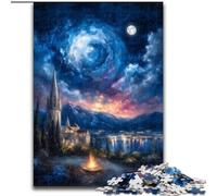 Jigsaw Puzzles for Adults 1000 Piece Ancient City Under The Night Sky Difficult Puzzles for Adults 26X38CM Challenging Brain Teaser for Teenagers, Family Game Night Fun