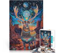 Jigsaw Puzzles for Adults 1000 Piece “Ancient colored elk” Made of wood，Suitable for people aged 14 and above Home decoration toys Christmas Birthday Gift。size：50x75cm/14.96x20.47inch