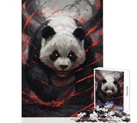 Jigsaw Puzzles for Adults 1000 Piece Angry Panda God with Red Eyes DIY Toys Funny Gift Educational Game Suitable for Desktop Decoration Size 38x26cm