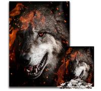 Jigsaw Puzzles for Adults 1000 Piece Angry Wolf on Fire Artwork Impossible Jigsaw Puzzles for Adults for Birthdays And Holidays 1000 PCS(75x50cm)