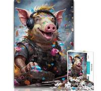 Jigsaw Puzzles for Adults 1000 Piece Animal Art Pig Teenager Jigsaw,Challenging Game Toys Wall Decoration Unique Birthday And Xmas Gifts (size 38x26cm)