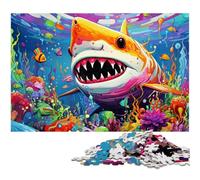 Jigsaw Puzzles for Adults 1000 Piece Animal Art Shark Jigsaw Puzzles Colorful Home Decor & Interactive Family Game, 26X38CM/10.23x14.96inch