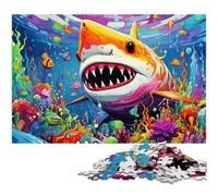 Jigsaw Puzzles for Adults 1000 Piece Animal Art Shark Jigsaw Puzzles Colorful Home Decor & Interactive Family Game, 50x75CM/19.68x29.52inch
