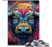 Jigsaw Puzzles for Adults, 1000 Piece Animal Buffalo Challenging Puzzles size 50x75cm Colorful Home Decor & Interactive Family Game