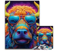 Jigsaw Puzzles for Adults, 1000 Piece Animal Buffalo Puzzles for Adults Colorful Home Decor & Interactive Family Game, 50x75CM/19.68x29.52inch