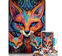 Jigsaw Puzzles for Adults 1000 Piece Animal Foxes,Family Game Stress Reliever Difficult Challenge Enhance Love between Couples 38x26cm