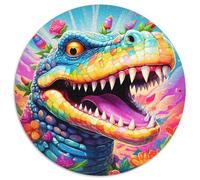 Jigsaw Puzzles for Adults 1000 Piece Animal Nile Crocodiles Round Cardboard Jigsaw Puzzles Family Interaction & Brain Challenge,Family Activity Challenge (67.5x67.5cm)