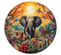 Jigsaw Puzzles for Adults 1000 Piece Animal World Cardboard Round Jigsaw Puzzles Challenging DIY Art for Enthusiasts, for Relaxation 67.5x67.5cm