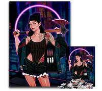 Jigsaw Puzzles for Adults 1000 Piece Anime Cyberpunk Girl Wooden Jigsaw Puzzles Ideal for Teenagers & Collectors Travel Gift Family Activity 1000 PCS(75x50cm)