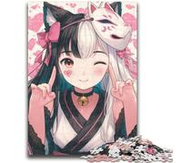 Jigsaw Puzzles for Adults 1000 Piece Anime Fox Mask Girl Help The Brain Exercise Addictive Toys to Cultivate Patience Artists Collection, Fine Art 26x38cm