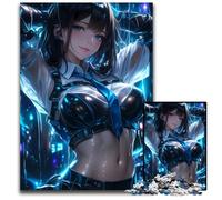 Jigsaw Puzzles for Adults 1000 Piece Anime Girl in Blue And Black Under Raining Challenging Puzzles Creative Family Game Home Decor for Teenagers 1000 PCS(38x26cm)
