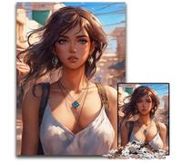 Jigsaw Puzzles for Adults 1000 Piece Anime Girl with Blue Eyes Jigsaw Puzzles for Adults for Travel Lovers Couples Challenging Toy 1000 PCS(75x50cm)