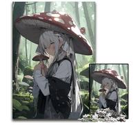 Jigsaw Puzzles for Adults 1000 Piece Anime Mushroom Girl Wooden Jigsaw Puzzles for Adults Challenging DIY Brain Teaser Perfect Family Game Or Decorative Gift 1000 PCS(75x50cm)