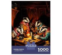 Jigsaw Puzzles for Adults 1000 Piece Anthropomorphic Badgers at Tavern Table Painting Adult Puzzles Toy Wall Decor Wall Decoration Deal As Gifts for The Whole Family 52x38cm/1000pcs