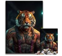 Jigsaw Puzzles for Adults 1000 Piece Anthropomorphic Tiger Wooden Jigsaw Puzzles for Adults Gift for Men And Women Daily & Special Occasion 1000 PCS(75x50cm)