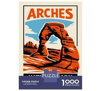 Jigsaw Puzzles for Adults 1000 Piece Arches National Park Vintage Travel Poster Puzzles for Adults Relax Games Pattern Assembly Christmas Birthday Gifts 52x38cm/1000pcs