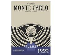 Jigsaw Puzzles for Adults 1000 Piece Art Deco Monte Carlo Poster Teenager Puzzles Hands-on Game Home Decoration Christmas Birthday Gifts 52x38cm/1000pcs